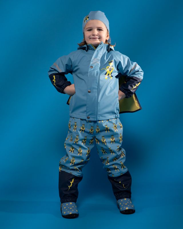 KATTNAKKEN Plask Regnsett Superhelt, Superblå